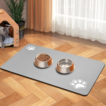 Pet Feeding Mat-Absorbent Dog Mat for Food and Water Bowl-Accessories Pet Supplies- Bowl for Messy Drinkers-No Stains Quick Dry Dog Water Dispenser Mat (12"X19", Dark Grey)9