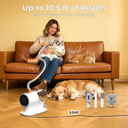FIXR Dog Grooming Vacuum Kit with Clippers, 12000Pa Strong Suction, 2L Large Dust Cup, Low Noise <50Db, 5-In-1 Pet Hair Trimmer for Dogs Cats Shedding & Home Grooming8
