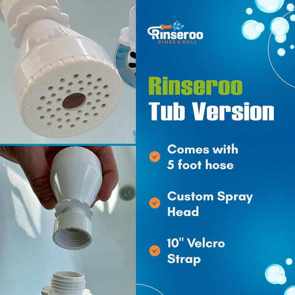 Rinseroo Slip-On Bathtub Faucet Sprayer Attachment. Ultra-Flex Dog Shower Hose Adapter Portable Hose Attachment with Sprayer Pet Showerhead Attach Tub Spout 5 Foot Hose. No Install for Speedy Washing6