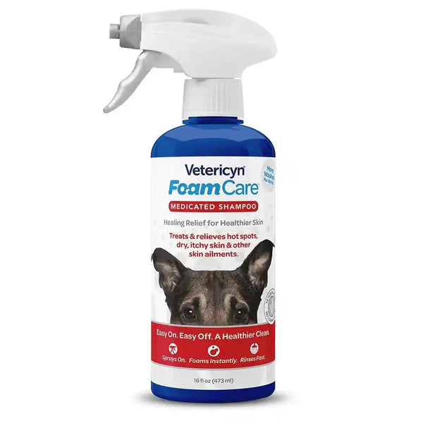Vetericyn Foamcare Dog Shampoo and Conditioner - Instant Foaming, Spray-On Hypoallergenic Shampoo, Plant-Based Formula for Dogs and Cats. 16 Ounce6
