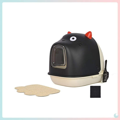 Dog Potty Training Toilet ﻿ Fully Enclosed Cat Litter Basin Semi-Closed Toilet, Large Creative Box, Easy to Clean and Durable Pan（Black）(D)8