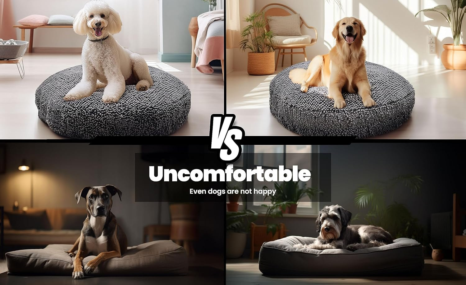 muddy-mat®-cloud-k-9-dog-beds-for-small-dogs-cats-soft-relaxing-round-dog-bed-chenille-material-removable-cover-washable-dryer-safe-grey-small25x25