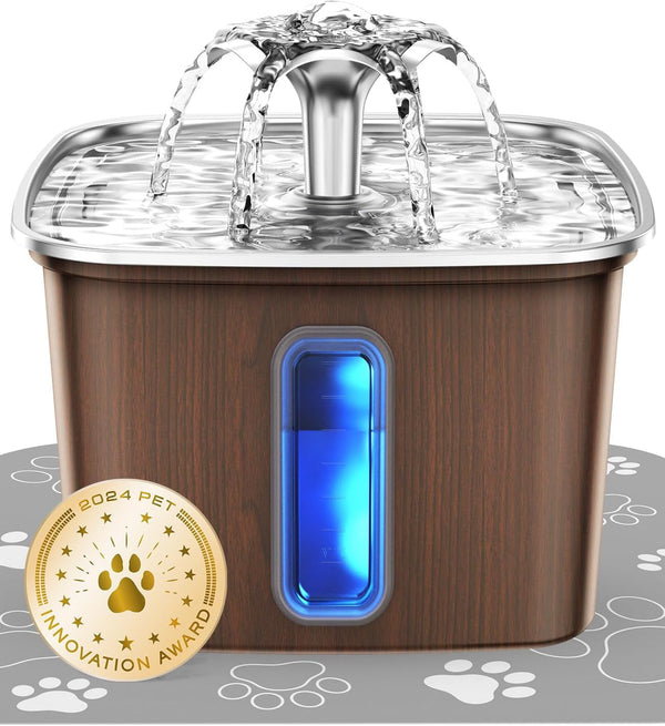 Veken Innovation Award Winner Stainless Steel Cat Water Fountain, 108Oz | Automatic Pet Fountain Dog Water Dispenser with 3 Replacement Filters & Silicone Mat, Gifts for Cats, Dogs (Silver)13
