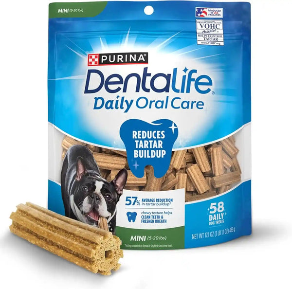Dentalife Daily Oral Care Dog Treats for Small Dogs 5-20 Lbs., Chewy Dental Treat to Freshen Breath and Fight Tartar, Chicken Flavor, 17.1 Oz., 58 Chews - 58 Ct. Pouch1