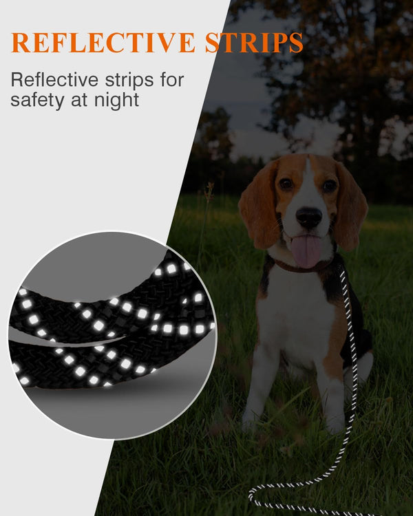 Taglory Long Dog Leash, 15FT 30FT 50FT 66FT Reflective Dog Recall Training Leash with Soft Padded Handle for Beach, Park, Outdoor Adventures, Large Dogs, Black 30FT5