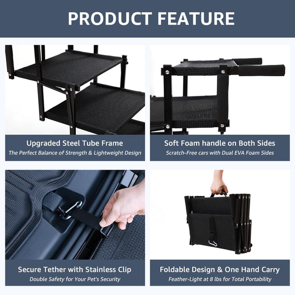 Oiilores Foldable Dog Stairs for Large Dogs - Extra Wide Pet Ramp for Cars, SUV, Non-Slip Surface, Supports up to 250 Lbs, 5 Steps4