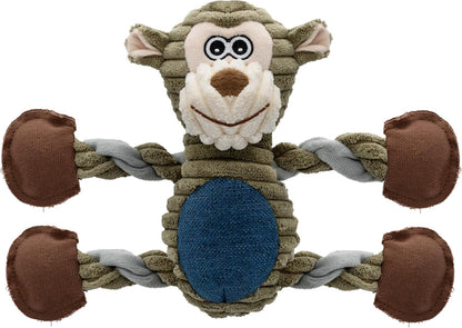 BUYPOW Funny Plush Dog Chew Toys, Squeaky Dog Toys, Interactive Tug of War Puppy Toys, Stuffed Dog Toys for Small, Medium and Large Dogs - Monkey10