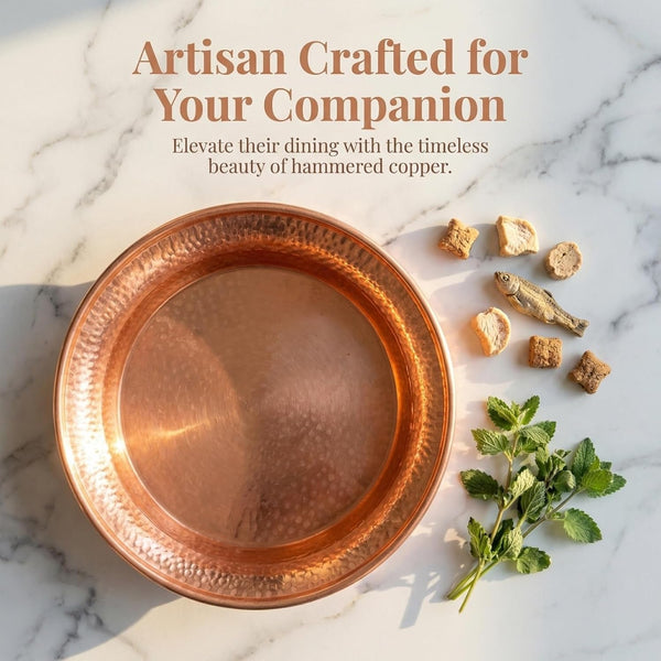 VICASKY Copper Pet Bowl, 5-Inch Luxury Hammered Cat and Dog Food Water Dish Pet Feeding Bowl Decorative for Kittens Puppies9
