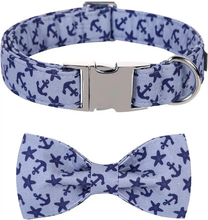 Lionet Paws Boy Dog Collar with Bowtie, Comfortable Adjustable Cute Navy Blue Bow Tie Collar for Male Dogs Gift, Xlarge, Neck 16-26 Inches9