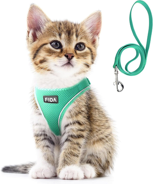 Fida Cat Harness and Leash Set for Walking Kitten and Puppy, Escape Proof Kitten Harness with Breathable Lightweight Soft Mesh, Adjustable Reflective Step-In Design. (XXXS, Pink)10