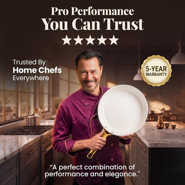 HAMMERED 20 Pc Pots and Pans Set Non Stick Ceramic Cookware | Deep Frying Pan & Bakeware Set Included, Heavy Duty 3.0MM Gauge, Non Toxic PFOA/PTFE Free, Induction, Oven & Dishwasher Safe5
