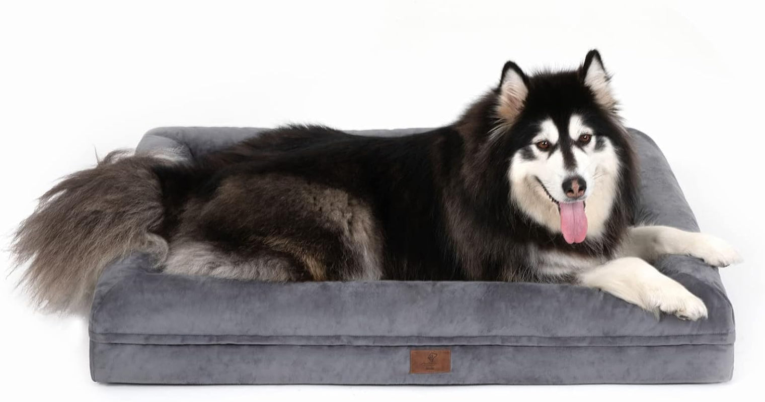 xl-orthopedic-waterprood-dog-bed-for-extra-large-size-dogs-360-degree-bolster-support-egg-crate-foam-waterproof-liner-non-slip-bottom-machine-washable-cover-45-x-35-inch
