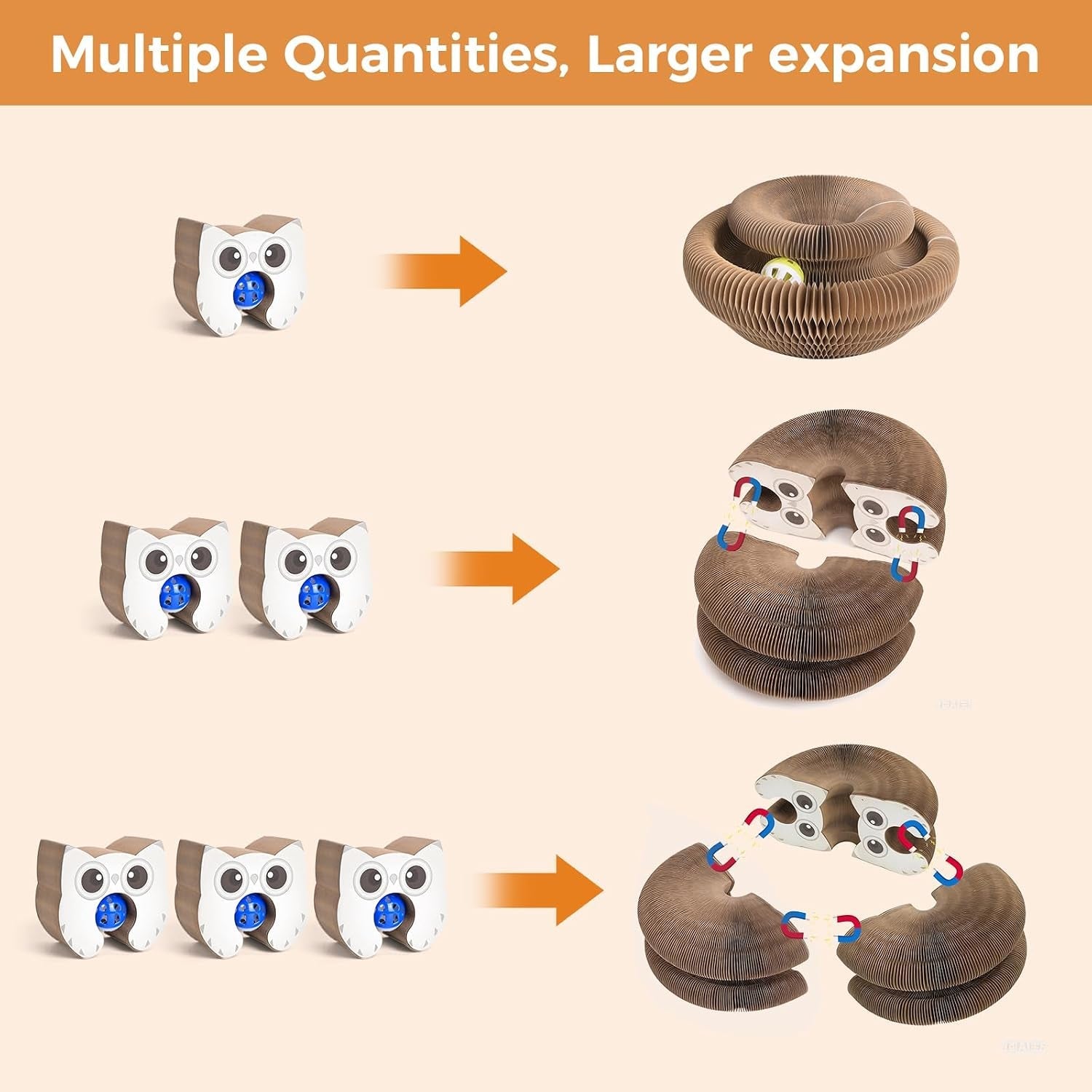 2-pack-cardboard-cat-toy-with-ball-track-foldable-cat-scratcher-ring-fexible-magic-organ-cat-toy-for-scratch-chase-lounge-indoor-exercise-furniture-protection-and-multi-cat-homes