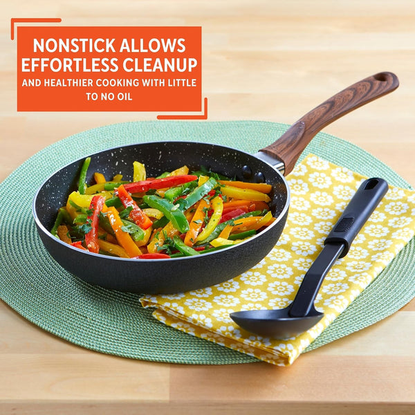 USA Woodlook 8" Black Stone Fry Pan Handle and Speckled Nonstick Interior, 8" | Ideal for Stir-Frying, Great for Everyday Cooking5