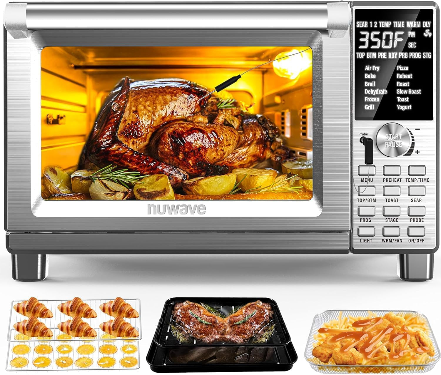 bravo-air-fryer-toaster-smart-oven-12-in-1-countertop-convection-30-qt-xl-capacity-50-500-f-temperature-controls-top-and-bottom-heater-adjustments-0-100-brushed-stainless-steel-look