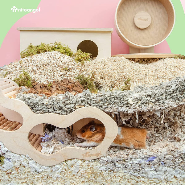 Niteangel Hamster House W/Climbing Ladder for Hamsters Gerbils Mice or Similar-Sized Pets (Secret Peep Tunnel Hamster Hut)4