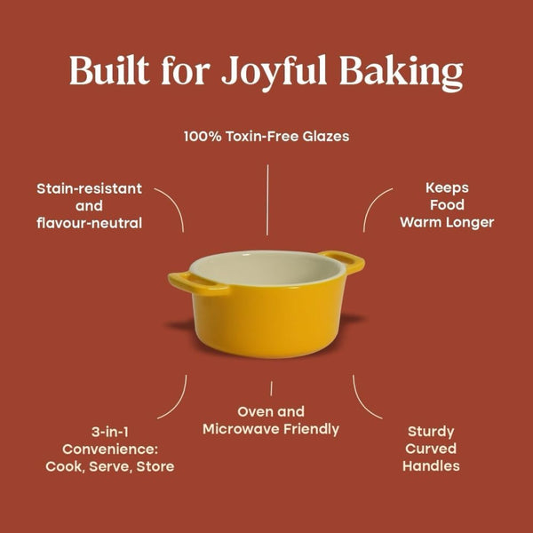 Stoneware Mini Cocotte Set of 2 with Lids – Non Toxic Ceramic Bakeware for Soufflé, Lava Cake, Crème Brûlée & Individual Servings – Oven, Microwave & Dishwasher Safe (Color: Green, 8 Oz)2
