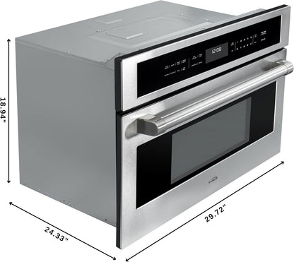 30 In. Built-In Microwave with Convection Oven and Air Fryer, 1000W Power with NEMA 5-20P Plug, 10 Levels, UL Listed and 1.6 Cu. Ft. Capacity in Stainless-Steel (KM-CWO30-SS)3