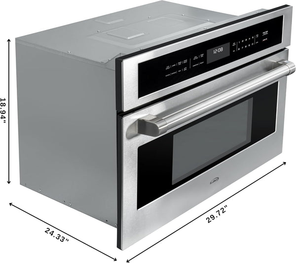 30 In. Built-In Microwave with Convection Oven and Air Fryer, 1000W Power with NEMA 5-20P Plug, 10 Levels, UL Listed and 1.6 Cu. Ft. Capacity in Stainless-Steel (KM-CWO30-SS)3