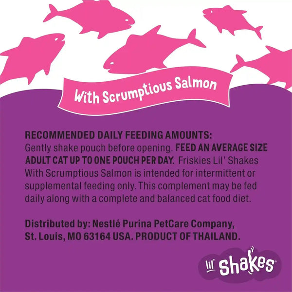 Purina Friskies Pureed Cat Food Topper, Lil’ Shakes with Scrumptious Salmon Lickable Cat Treats - (Pack of 16) 1.55 Oz. Pouches11