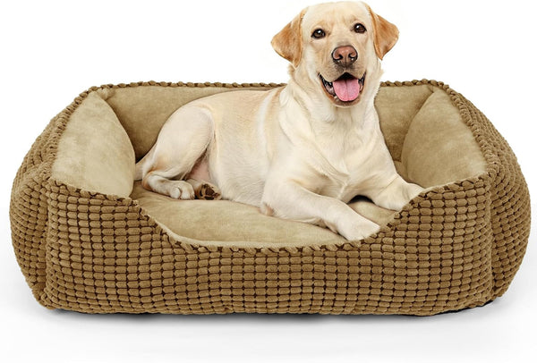 MIXJOY Dog Bed for Large Medium Small Dogs, Rectangle Washable Sleeping Puppy Bed, Soft Calming Cat Beds for Indoor Cats, Orthopedic Pet Sofa Bed, Anti-Slip Bottom with Multiple Size (20'', Grey)12