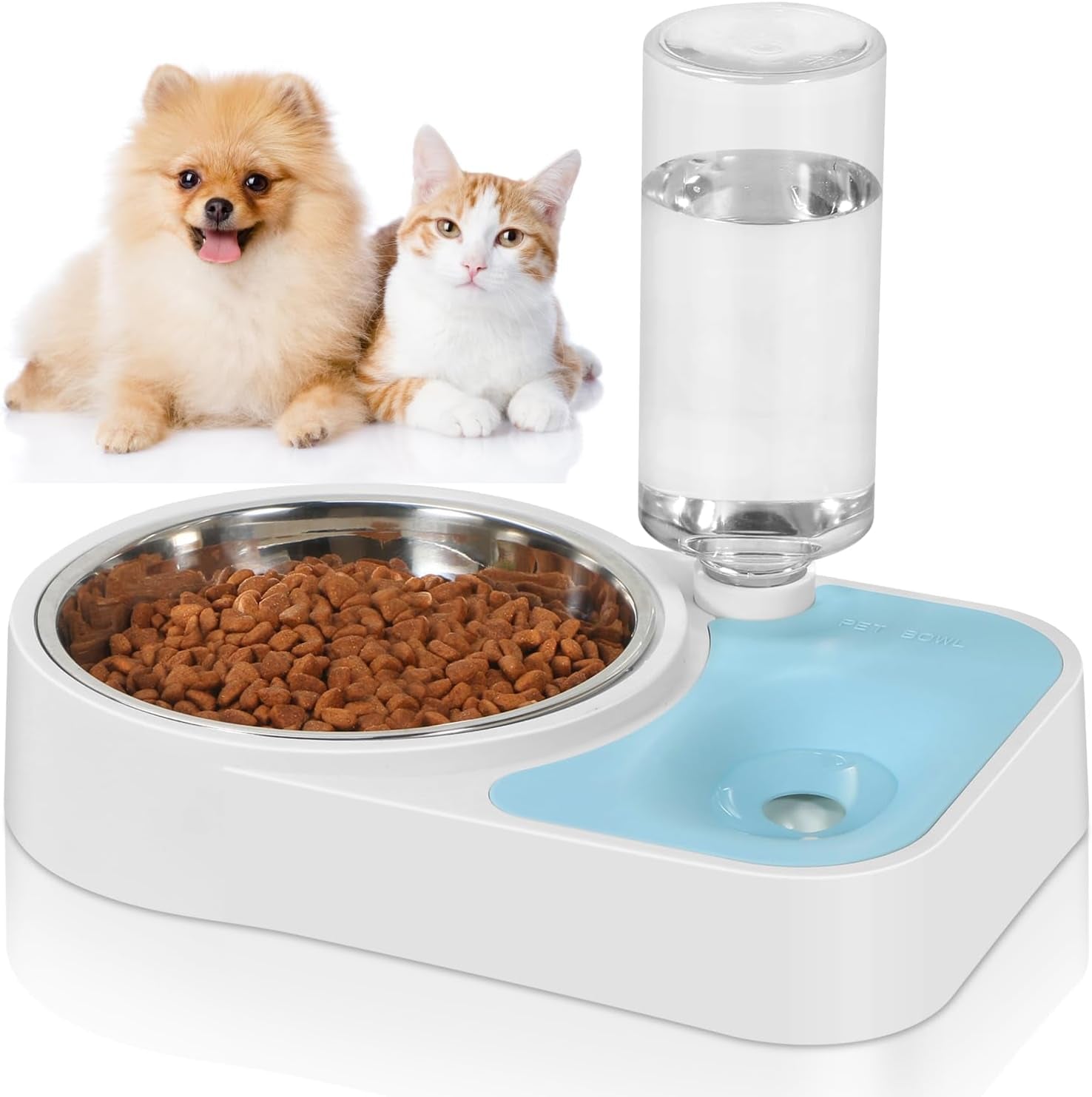 just-run-double-dog-cat-bowls-dog-cat-food-and-water-bowl-set-with-automatic-water-dispenser-bottle-super-big-detachable-stainless-steel-food-bowl-for-small-dogs-puppy-and-cats-kitten-rabbitblue
