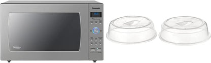 Oven with Cyclonic Wave Inverter Technology, 1250W, 2.2 Cu.Ft. Countertop Microwave (Stainless Steel/Silver), Stainless & Nordic Ware Splatter Microwave Cover, 10-Inch (Pack of 2), Clear1