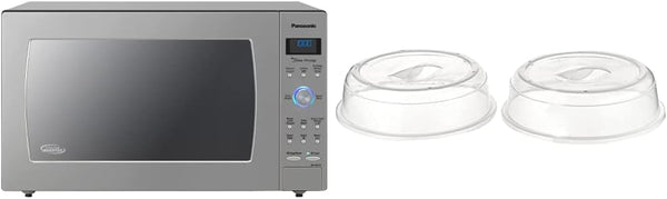 Oven with Cyclonic Wave Inverter Technology, 1250W, 2.2 Cu.Ft. Countertop Microwave (Stainless Steel/Silver), Stainless & Nordic Ware Splatter Microwave Cover, 10-Inch (Pack of 2), Clear1