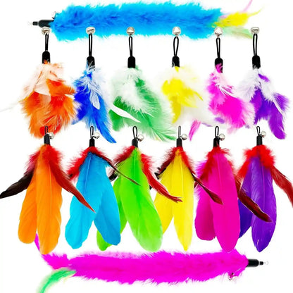 Cat Feather Toys Refills, 10 Pieces Worms Feathers Refills, Cat Wand Replacement Feathers Toy for Indoor Cats7