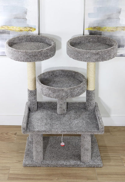 Prestige Cat Trees 46″ XXL Heavy Duty Cat Tree – Extra-Large, Sturdy Indoor Cat Tower with Multiple Perches, Sisal Scratch Posts & Solid Wood Base (Gray)2