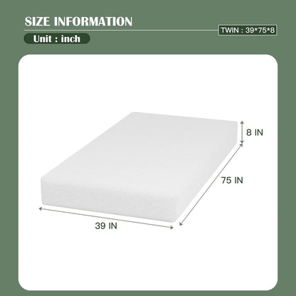 | 8 Inch Twin Mattress | Medium Firm Base Foam Mattress | Removable Washable Zipper Cover | Breathable & Comfortable | White | Bed in a Box | Certipur-Us Certified2