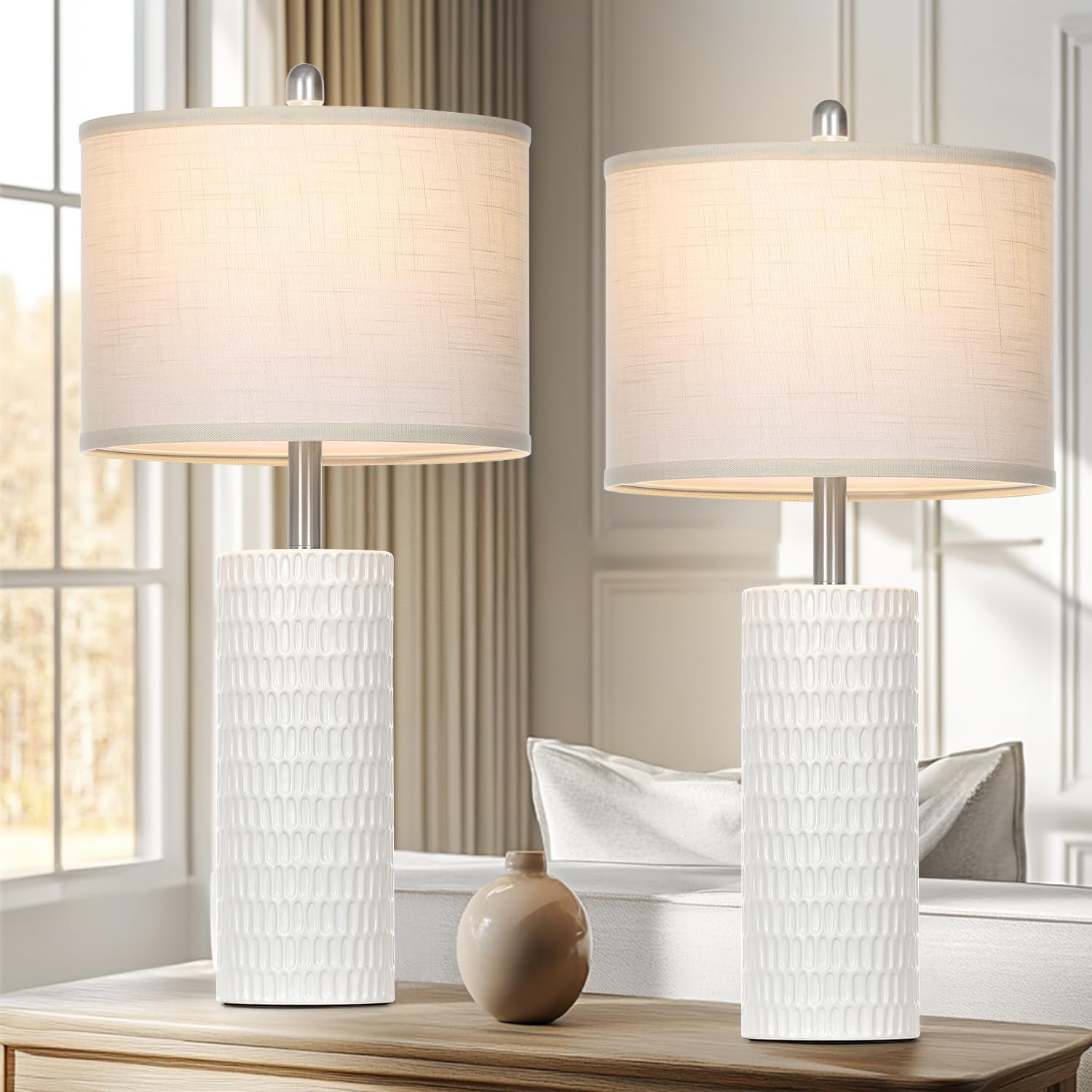 27-ceramic-table-lamp-farmhouse-table-lamp-for-living-room-white-lamp-for-bedroom-night-stand-modern-bedside-lamp-set-of-2-end-table-lamps-white2-bulbs-included