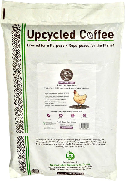 Javaearth® Coffee Bedding for Chickens - Loose Upcycled Coffee Grounds Poultry Litter for Coops & Brooders, Natural Clumping & Odor Control, 20 Lbs10