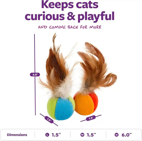 Smartykat Flutter Balls Catnip Plush and Feather Cat Toys, Erratic Motion for Batting & Pouncing Fun for Cats & Kittens, Set of 23