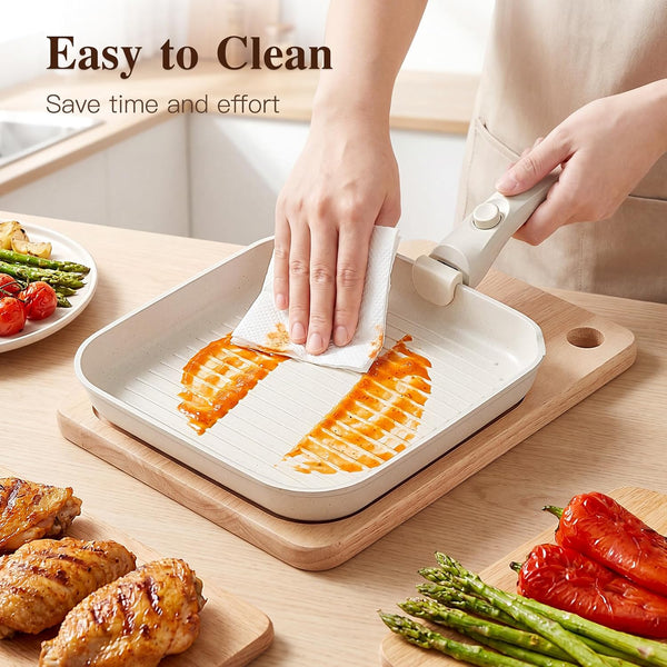 18PCS Pots and Pans Set Cookware Set with Detachable Handle | Non Stick,Non Toxic, PFOA Free, Dishwasher ＆Oven Safe, All Stoves Are Compatible, White6