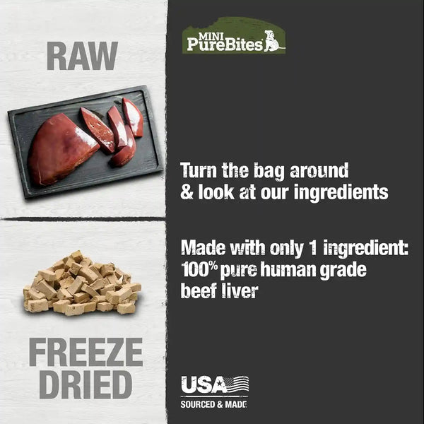 Purebites Mini Beef Liver Freeze Dried Dog Treats, 1 Ingredient, Made in USA, 3Oz3