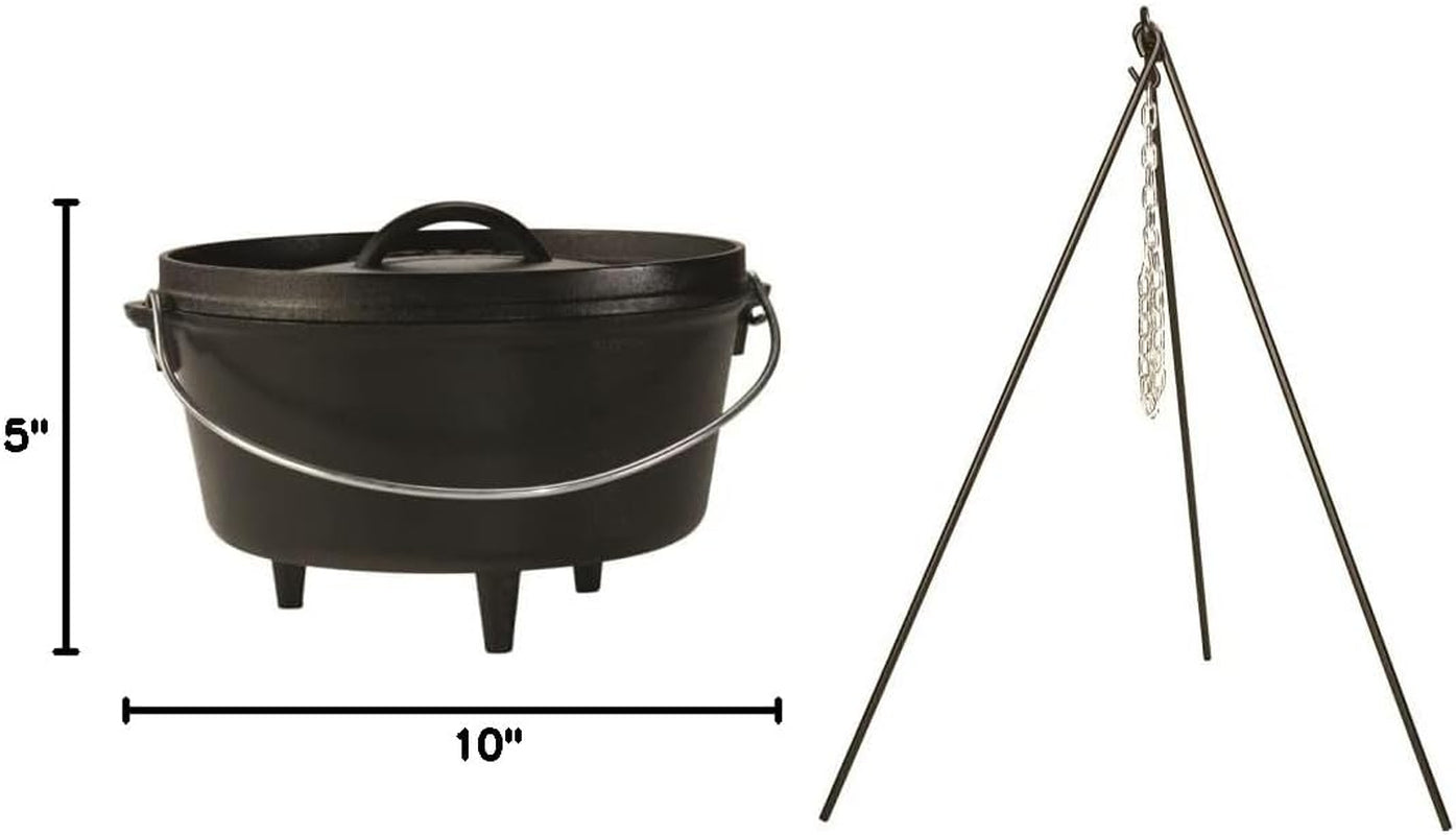l10dco3-cast-iron-deep-camp-dutch-oven-5-quart-and-3tp2-camp-dutch-oven-tripod-43-5-inch-black