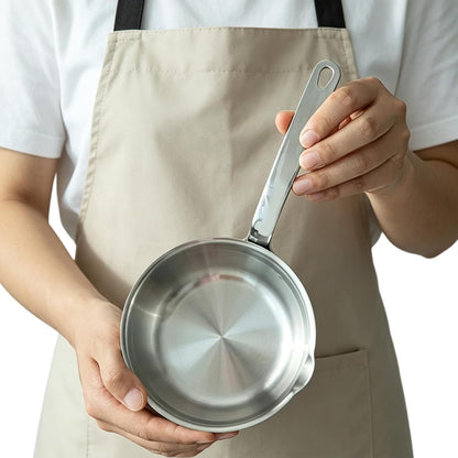 5.1 Inch Mini Egg Pan Stainless Steel Sauce Pan Omelet Pan with Pour Spout | 1/2 Quart Frying Pan, SUS304 Stainless Steel Mini Skillet for Egg Frying Pan, Butter Warmer, with 11" Scraper, Red5