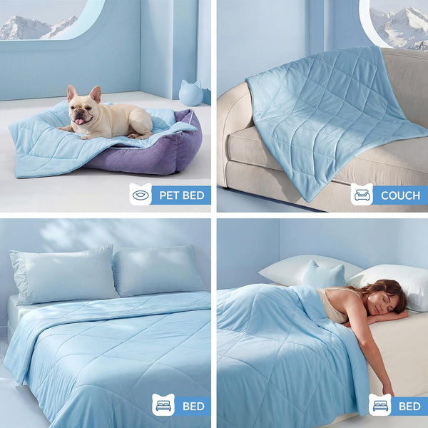 Luciphia Q-MAX>0.4 Cooling Dog Blanket Breathable Cold Pet Puppy Blue,29X40 | Silky Soft Self-Cooling; Summer Calming Mat; Easy Clean Washable; Lightweight Couch Protector for Dogs, Cats, and Puppies.4
