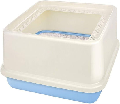 Dog Potty Training Toilet ﻿ Top Entrance Type Cat Litter Pot Semi-Closed Toilet Large Space Capacity Sand Bowl Pet Supplies(Blue)1