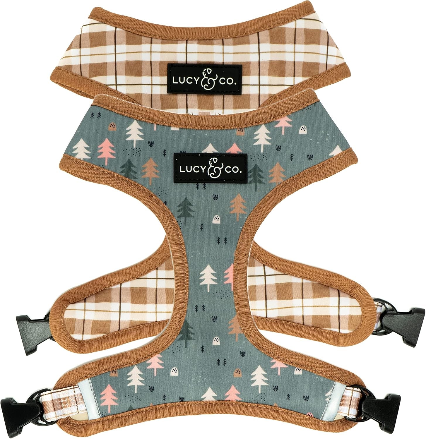 lucy-co-reversible-dog-harness-water-repellent-neoprene-dual-print-design-easy-swap-style-adjustable-comfort-fit-take-a-bow-reversible-harness-small