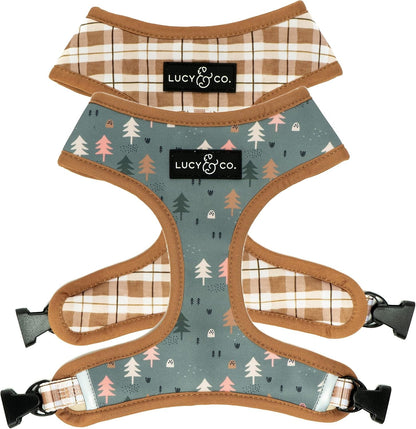 Lucy & Co. Reversible Dog Harness - Water-Repellent Neoprene, Dual-Print Design, Easy Swap Style, Adjustable Comfort Fit - Take a Bow Reversible Harness - Small21