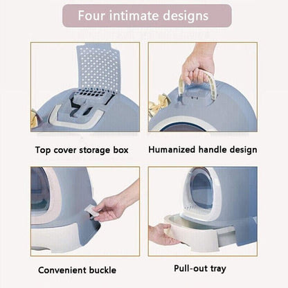 Dog Potty Training Toilet ﻿ Cat Litter Bowl Full Closed Drawer Food Toilet Large Sand Anti-Splashing Pot Pull Deodorant(Pink)5