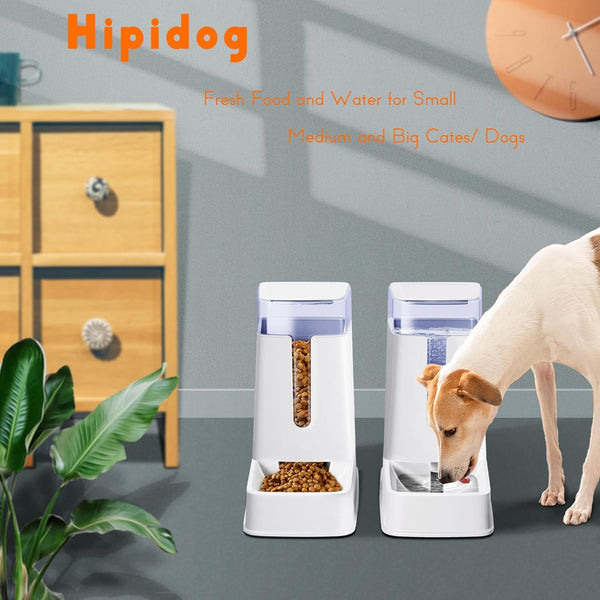 2 Packs Automatic Cat Feeder and Waterer, Gravity Dog Food and Water Dispenser Set for Small Medium Big Pets Cats Dogs Puppy Kitten, 1 Gallon X 2 (White)8