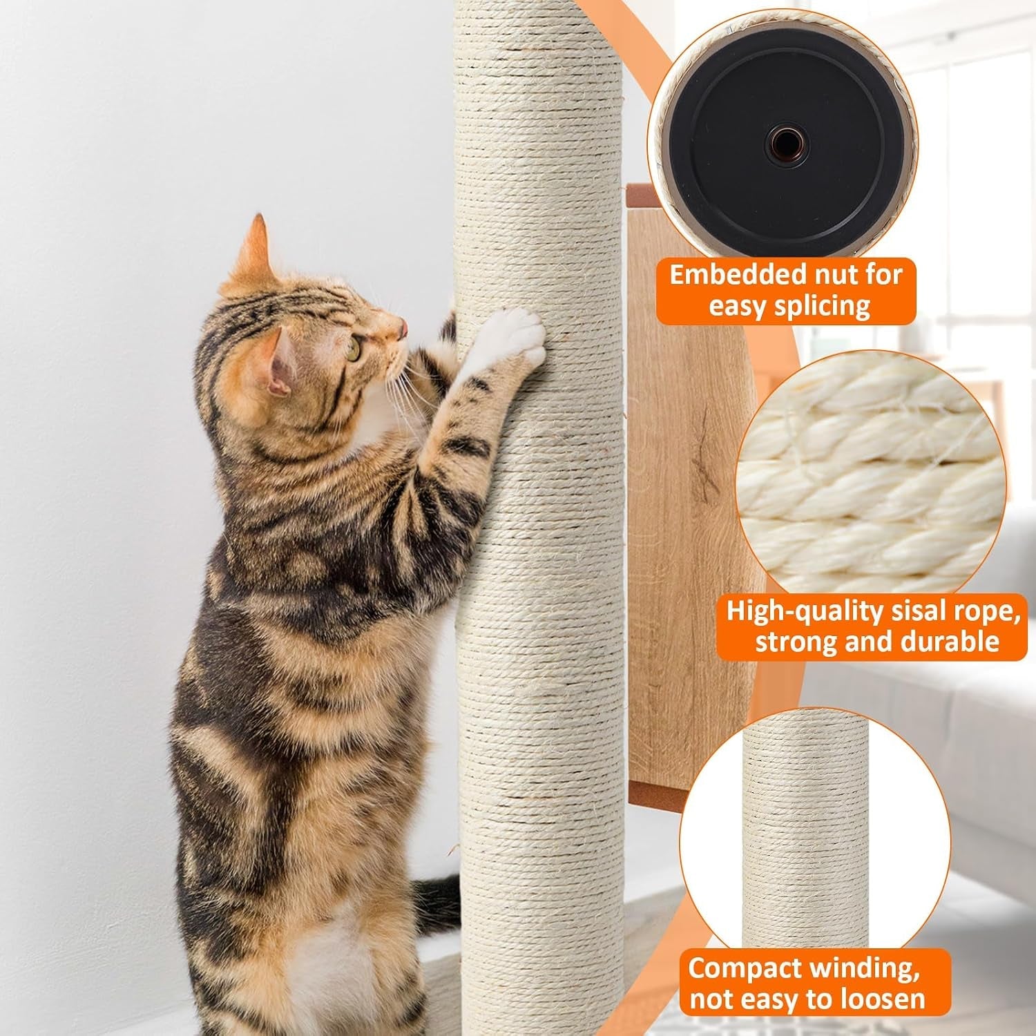 arrowbash-8-pcs-m8-cat-scratching-post-replacement-15-7x3-1-sisal-pole-cat-tree-climbing-post-replacement-with-screw-refill-scratcher-pole-for-indoor-kitten-tree-tower-spare-pet-furniture-protector