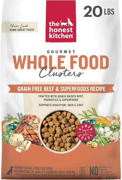 The Honest Kitchen Grain Free Beef & Superfoods Whole Food Clusters, Human Grade Dry Dog Food, Vet-Crafted Nutritional Support for Skin, Coat, Digestion & Overall Wellness, 5 Lb Bag12