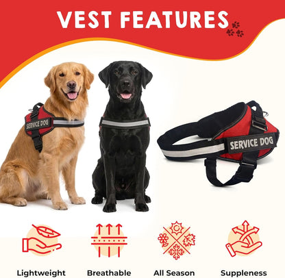 Service Dog Vest, ID Tag 50 ADA Information Cards - Harness with Patchs - M | MEDIUM (Chest: 21.5 - 26 Inch) Durable Metal Tag, 2-Sided Service Animal Cards. ESA Accessory Set5
