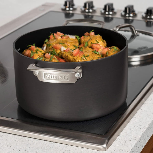 Viking Dutch Oven Non Stick, 6 Quart Hard Anodized Nonstick Cookware Pot with Glass Lid, Dishwasher and Oven Safe, Induction Ready, Gray6