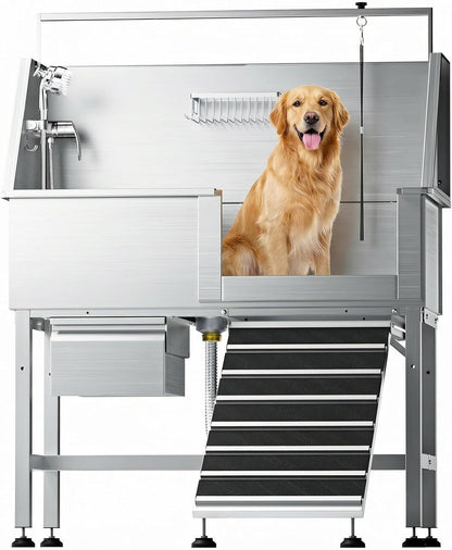 38" Stainless Steel Dog Washing Station Professional Dog Bath(38In) | Seamless Soaking Tub,Non-Slip & Leak-Proof,Bottom Storage Shelf & Hair Catcher,Pet Grooming for Small & Medium Dogs12