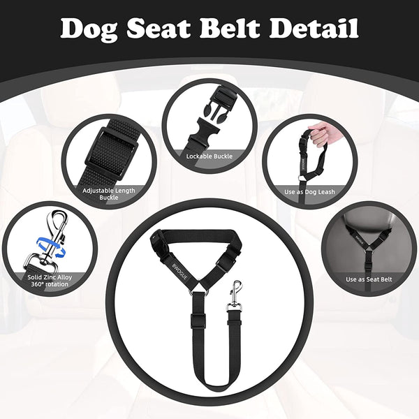 BWOGUE 2 Pack Dog Seat Belt for Car, Headrest Restraint Safety Leads | Headrest Loop for Car Travel, 18-30 in Adjustable, 2-In-1 Seat Belt and Leash, 2 Pack for Dogs and Cats, Use with Dog Harness3
